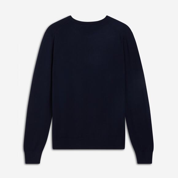 Maison Kitsuné Virgin Wool Tricolor Fox Patch Crewneck Sweater Knitwear Navy EUC - Picture 2 of 12